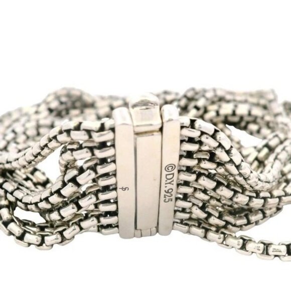 David Yurman 925 Sterling Silver 8-Strand Box Chain Diamond Clasp Bracelet 6.75" - Picture 5 of 5